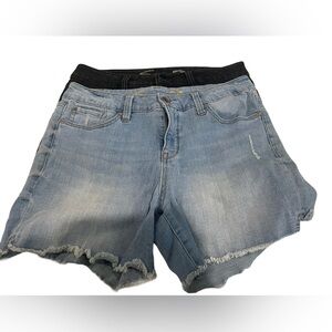 Seven7 denim shorts, lot of 2. Black and a light wash, frayed edges and comfy.